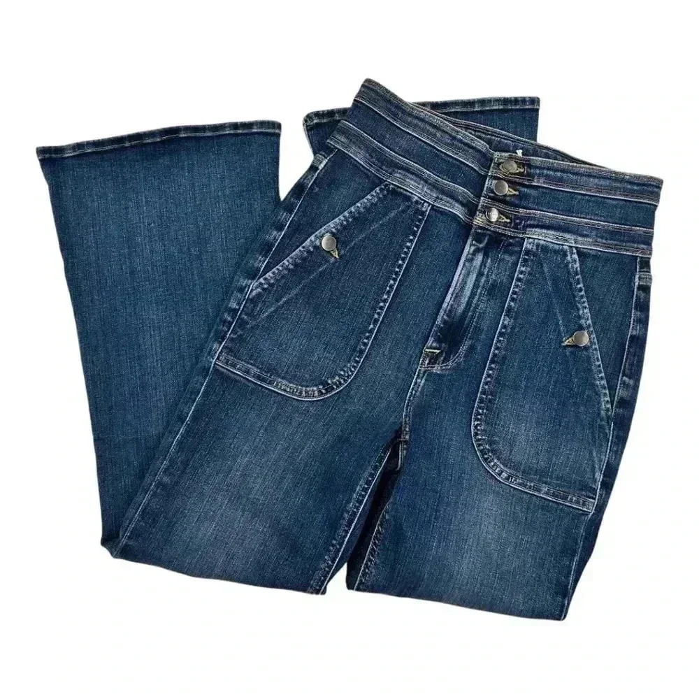 Frame Le Crop Ankle Flare Triple Button High Waist Jeans Size 26